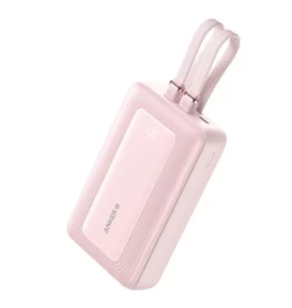 Anker ZOLO Power Bank 20000mAh, 30W, Built-In USB-C Cable & Lightning Cable, A1681H51- Pink