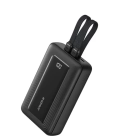 Anker Zolo Power Bank (20K, 30W, Built-In USB-C and Lightning Cable) -Black