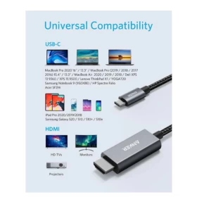 Anker Nylon USB-C to HDMI 4K Cable, A8730H11 - Grey