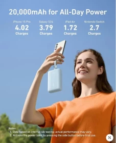 Anker Zolo Power Bank (20K, 30W, Built-In USB-C and Lightning Cable) -Black