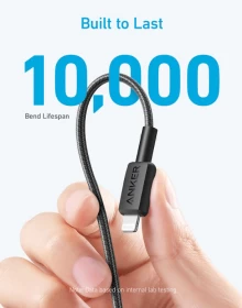 Anker 322 USB-C to Lightning Cable Braided (1.8m/6ft) -Black A81B6H11